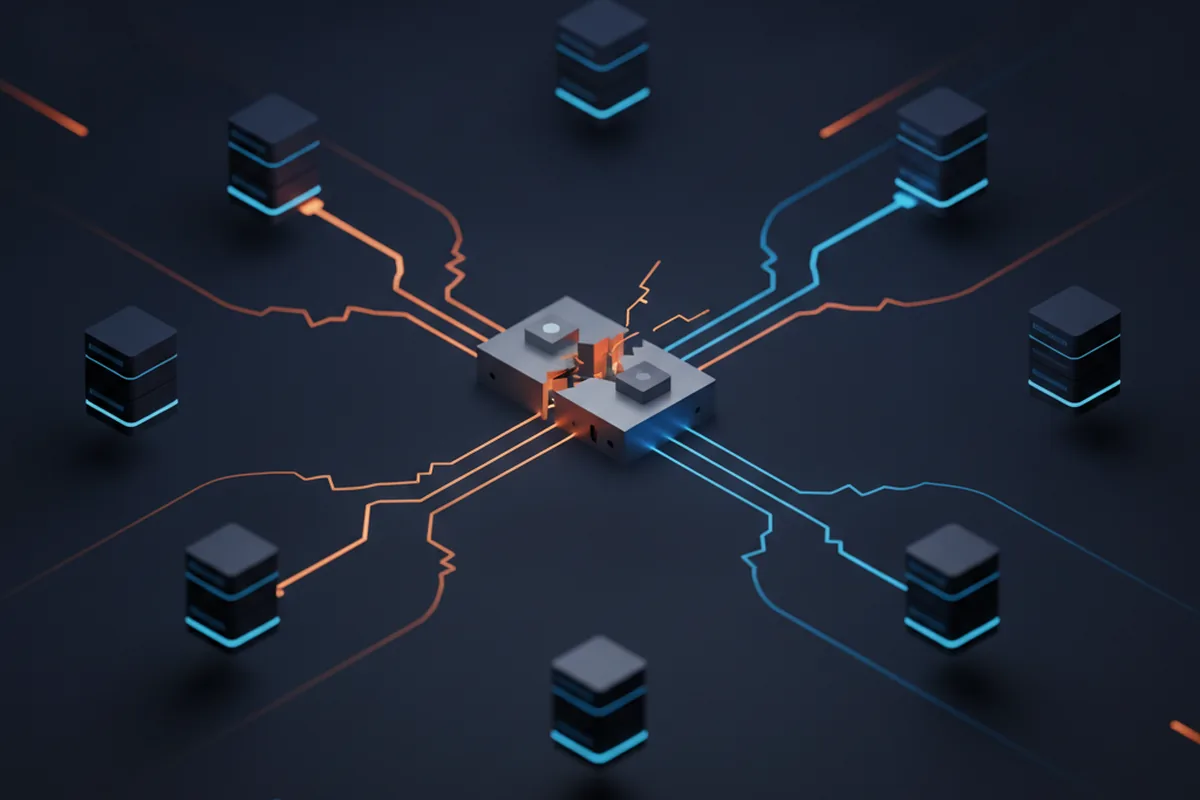 Абстрактная схема circuit breaker: шлюз размыкает повреждённый канал связи с упавшим сервисом