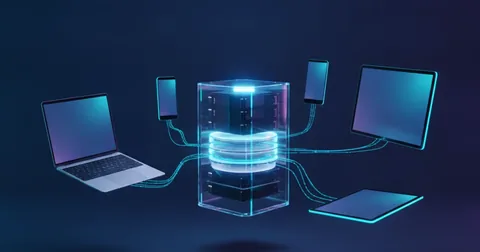 Схема headless CMS: единое хранилище контента раздаёт данные на сайт, смартфон и другие экраны