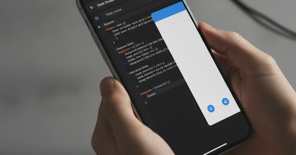 Разработка Android-приложения: смартфон с кодом на Kotlin и интерфейсом мобильного приложения