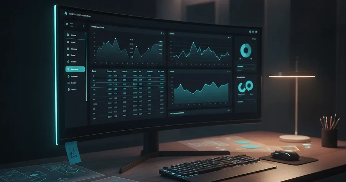 UX/UI-дизайн веб-приложения: рабочий дашборд на тёмном экране