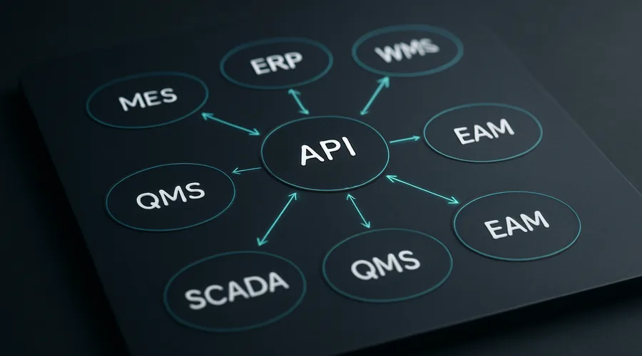 Карта интеграций мобильного приложения с корпоративными системами MES, ERP, WMS