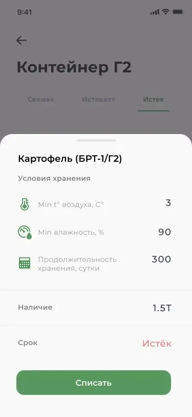 Карточка продукции и списание