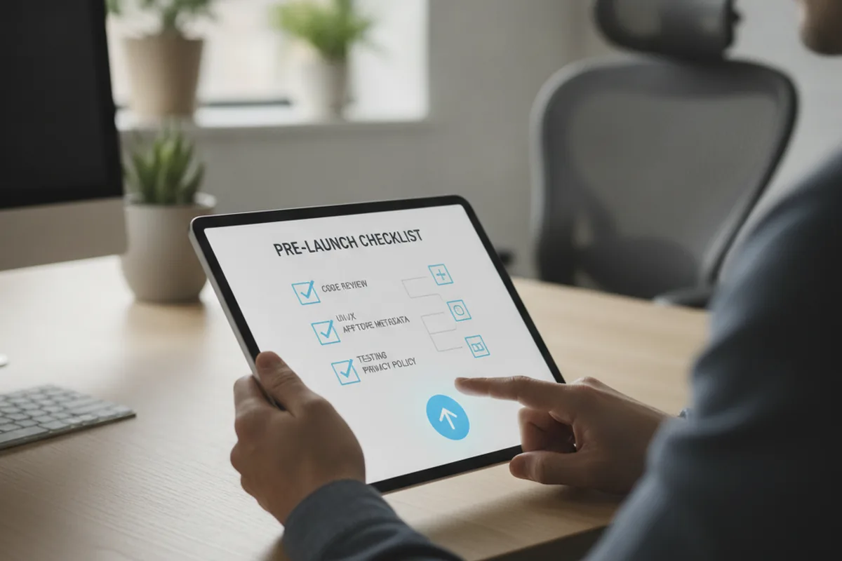 Разработчик проверяет чек-лист перед отправкой приложения на ревью в App Store