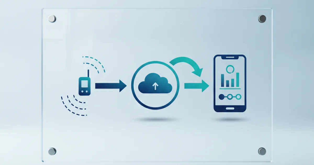 Схема архитектуры IoT: от датчика через облако к мобильному приложению