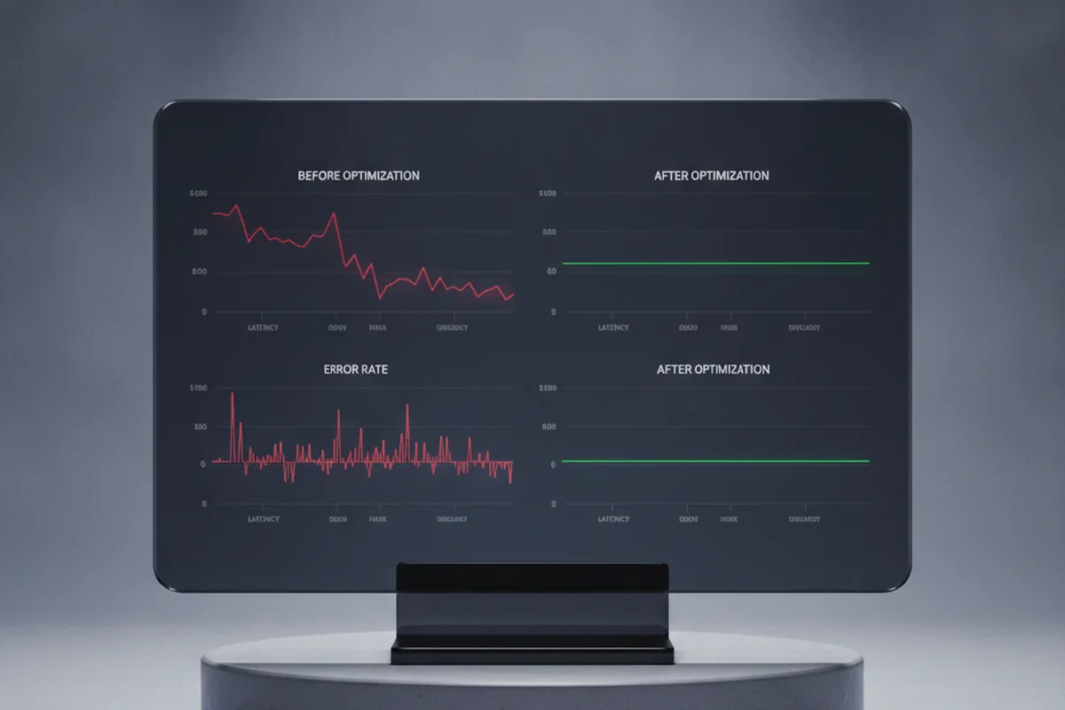 Сравнение времени отклика и error rate до и после оптимизации нагрузочного теста