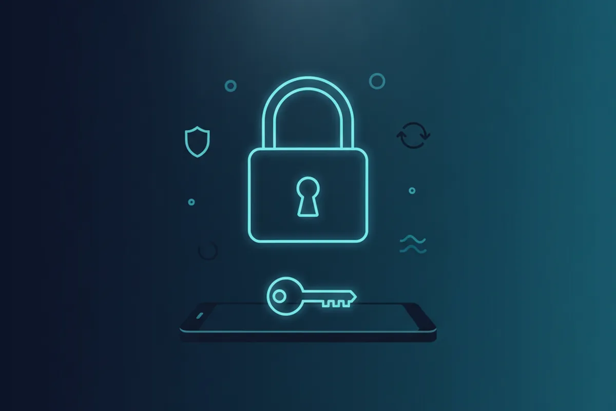Концепт многофакторной аутентификации: замок, ключ и смартфон