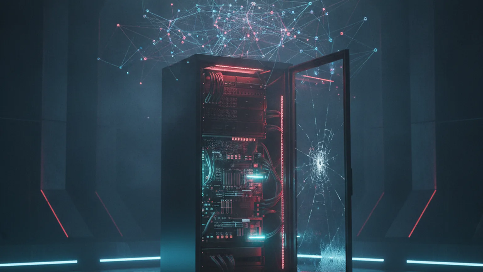 Вскрытая серверная стойка с ИИ-инфраструктурой — итоги Pwn2Own Ireland 2026