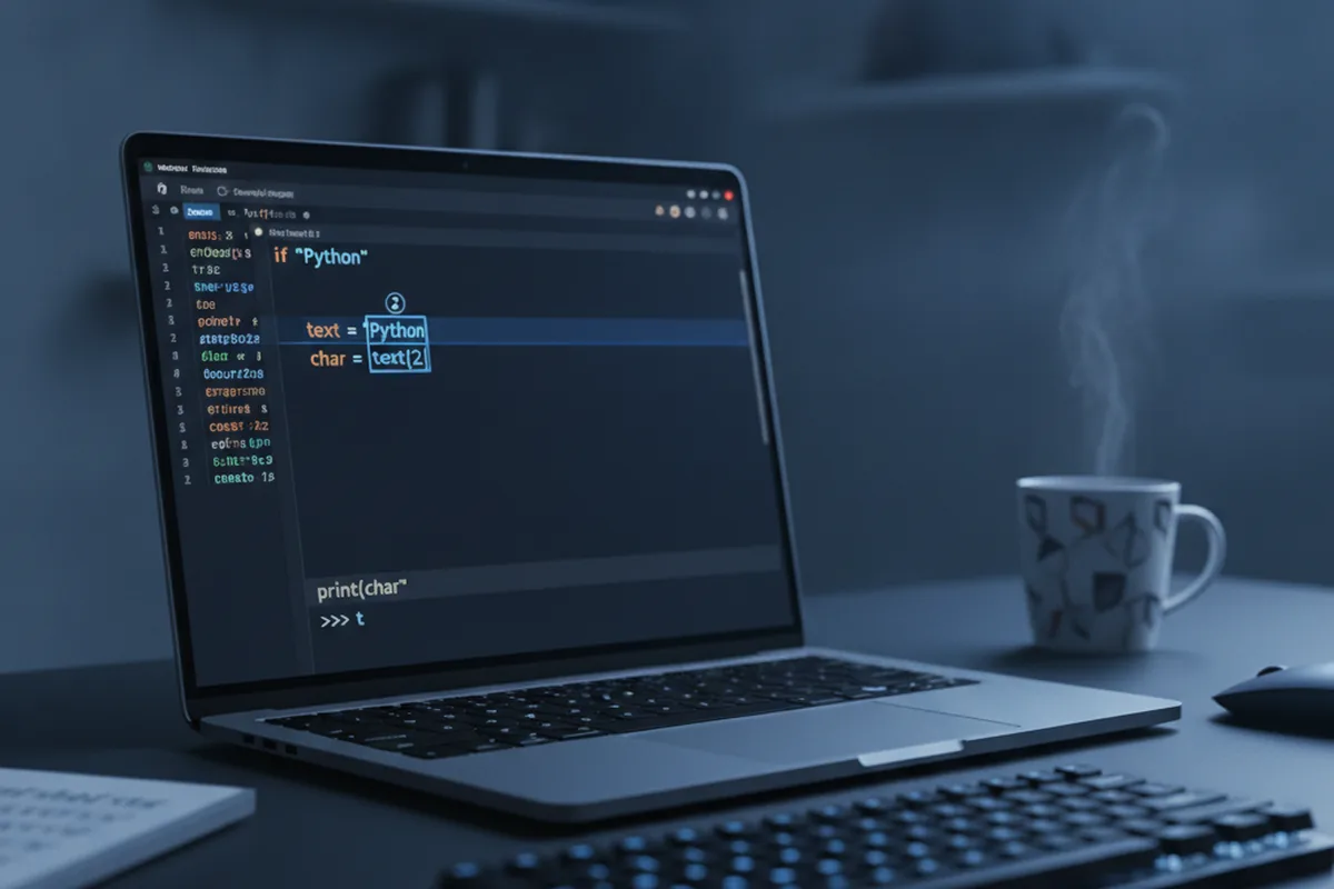Код на Python: обращение к символу строки по индексу в редакторе кода