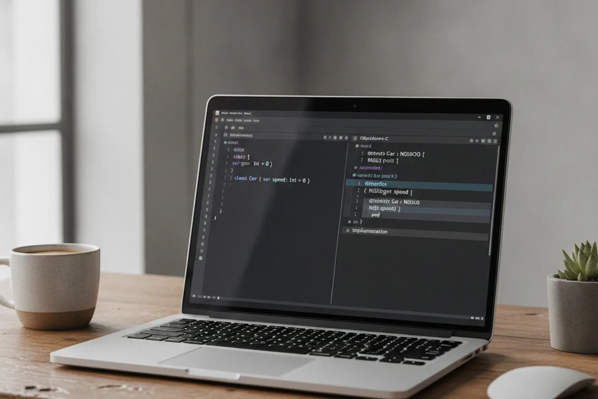 Сравнение кода на Swift и Objective-C бок о бок на экране редактора