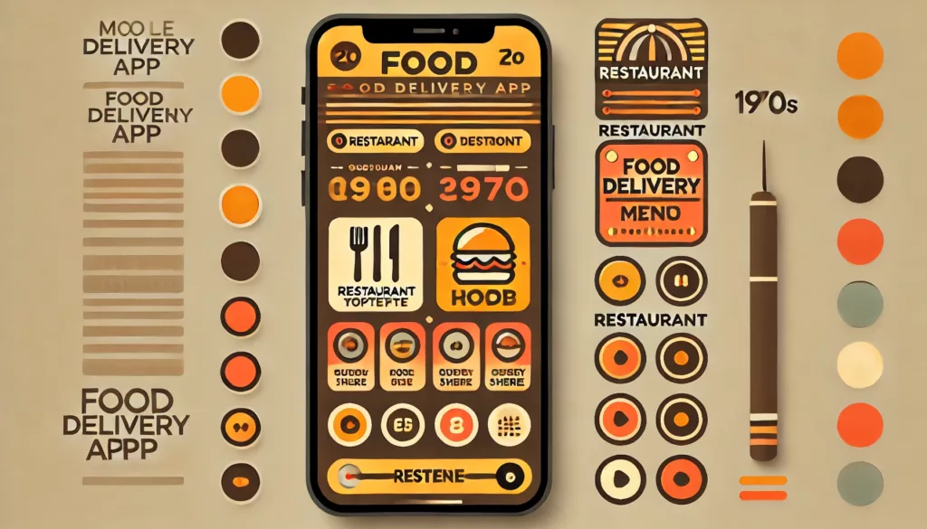 DALLE-2024-10-08-015413-A-mobile-food-delivery-app-interface-displayed-on-a-smartphone-screen-designed-in-a-retro-1970s-style-The-app-has-bold-warm-color-palettes-like-ora-1024×585